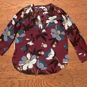 Ann Taylor Loft Purple Floral Blouse